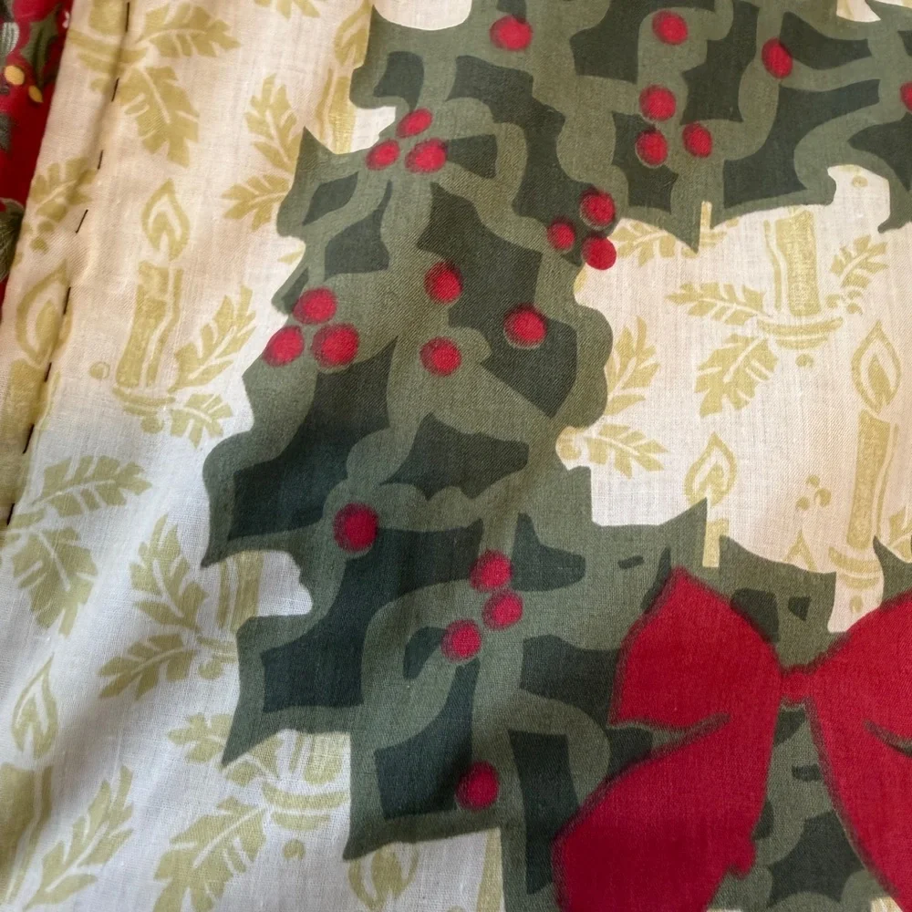 Home Classics Green Red Cream Christmas Patchwork Comforter 2 Pillow Cases F/Q
